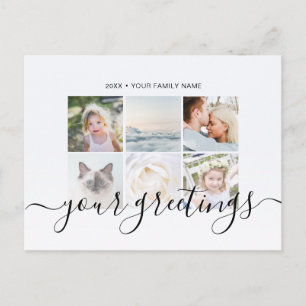 Cartão Postal Saudações de Foto de Família com Letra Minimalista