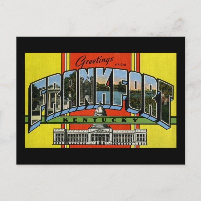 Cartão Postal Saudações de Frankfort Kentucky (Frente)