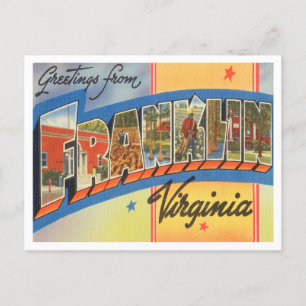 Cartão Postal Saudações de Franklin, Virginia Viagens vintage