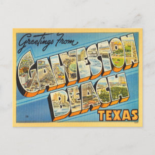 Cartão Postal Saudações de Galveston, Viagens vintage do Texas