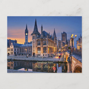 Cartão Postal Saudações de Ghent, Bélgica,
