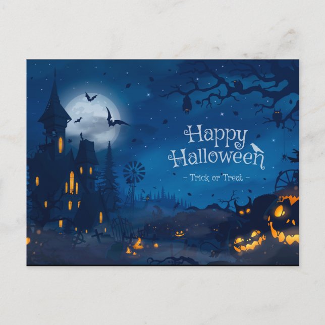 Cartão Postal Saudações de Halloween (Frente)
