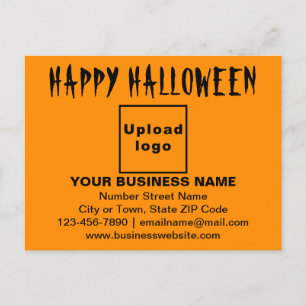 Cartão Postal Saudações de Halloween Empresariais em Cor Laranja