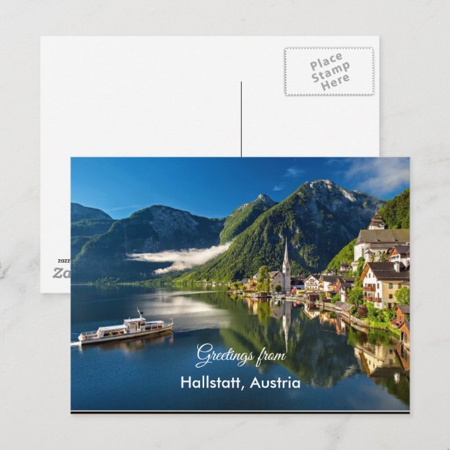 Cartão Postal Saudações de Hallstatt, Áustria (Frente/Verso)