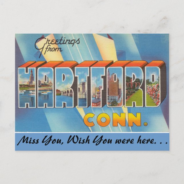 Cartão Postal Saudações de Hartford (Frente)