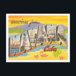Cartão Postal Saudações de Havana, Viagens vintage de Cuba<br><div class="desc">Saudações de Havana,  Cartão-postal da Viagens vintage de Cuba</div>