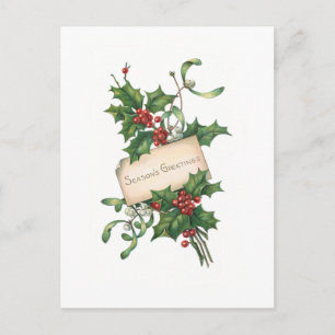 Cartão Postal Saudações de Holly e Mistletoe, Festivo Season