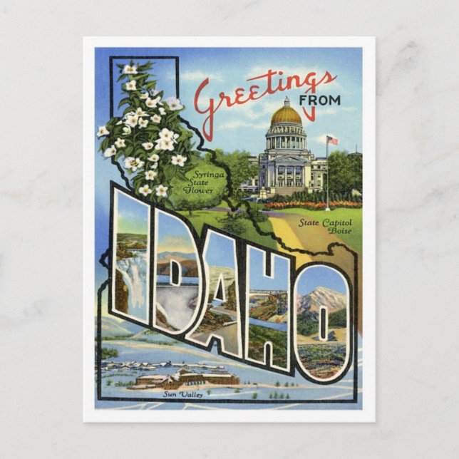 Cartão Postal Saudações De Idaho (Frente)