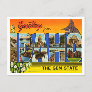 Cartão Postal Saudações de Idaho, Viagem do Estado Gem