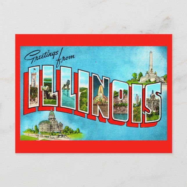 Cartão Postal Saudações de Illinois (Frente)