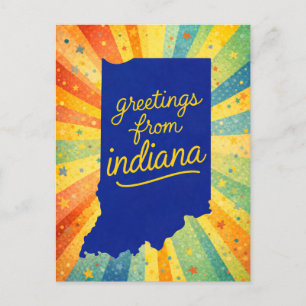 Cartão Postal Saudações de Indiana Colorido
