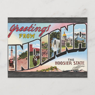 Cartão Postal Saudações De Indiana The Hoosier State, Vintage