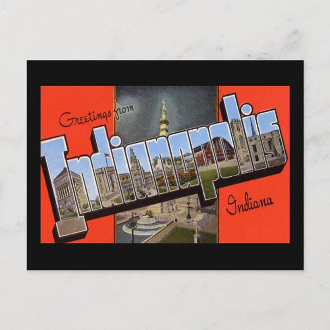 Cartão Postal Saudações de Indianápolis Indiana (Frente)
