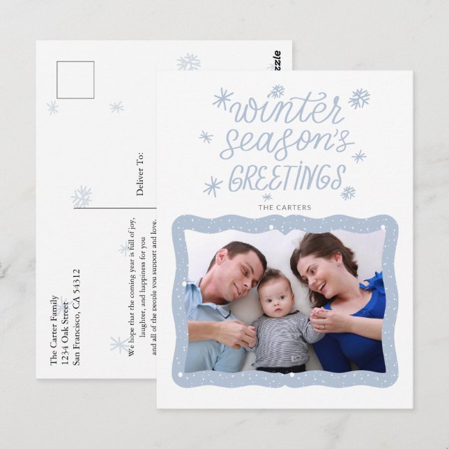 Cartão Postal Saudações de Inverno da Temporada de Férias Foto  (Frente/Verso)