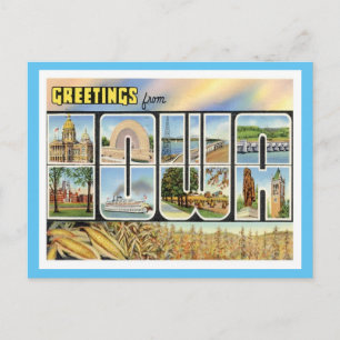 Cartão Postal Saudações De Iowa Dos Estados Unidos