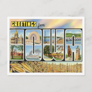 Cartão Postal Saudações De Iowa Dos Estados Unidos