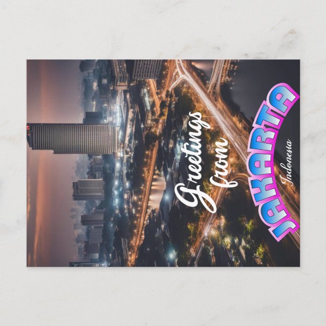 Cartão Postal Saudações de Jacarta Indonésia (Frente)