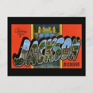 Cartão Postal Saudações de Jackson Michigan