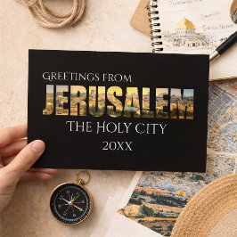 Cartão Postal Saudações de Jerusalém Cidade Santa Viagem Antiga