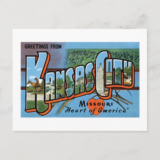 Cartão Postal Saudações de Kansas City! (Frente)