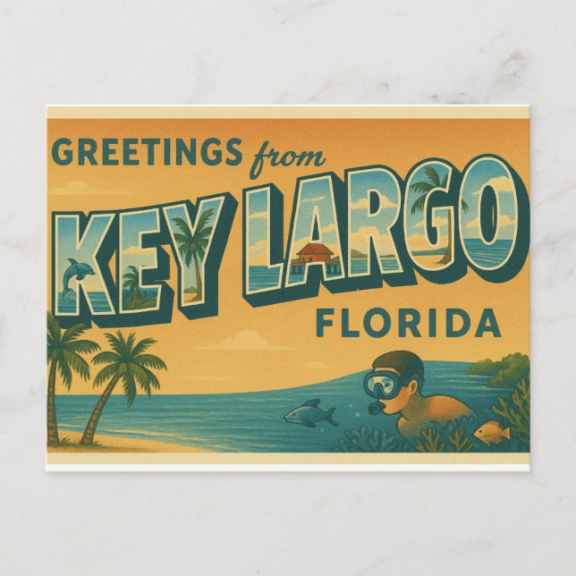 Cartão Postal Saudações de Key Largo Florida (Frente)