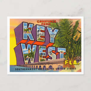 Cartão Postal Saudações de Key West, Viagens vintage da Flórida