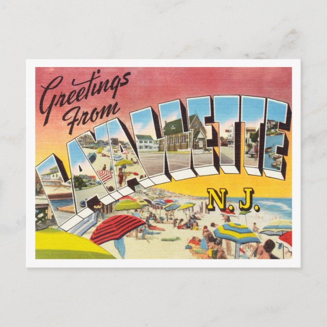 Cartão Postal Saudações de Lavallette, Viagem de Nova Jersey (Frente)