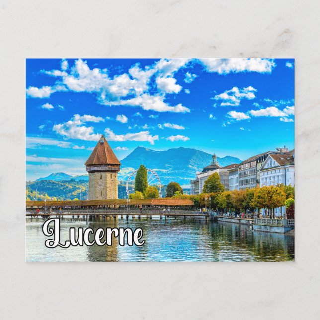 Cartão Postal Saudações de Lucerna, Suíça (Frente)