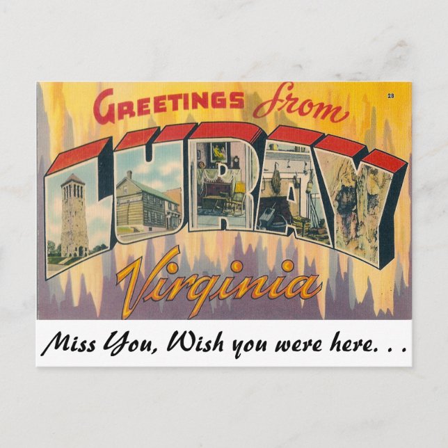 Cartão Postal Saudações de Luray, Virgínia (Frente)
