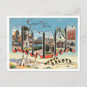 Cartão Postal Saudações de Mandan, Viagem da Dakota do Norte