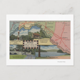 Cartão Postal Saudações De Maryland Ocidental (Mapa Detalhado)