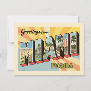 Cartão Postal Saudações de Miami Florida Vintage