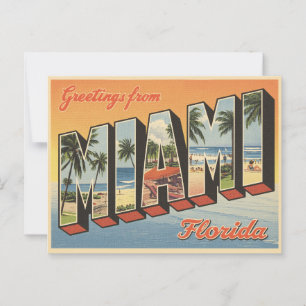 Cartão Postal Saudações de Miami Florida Vintage