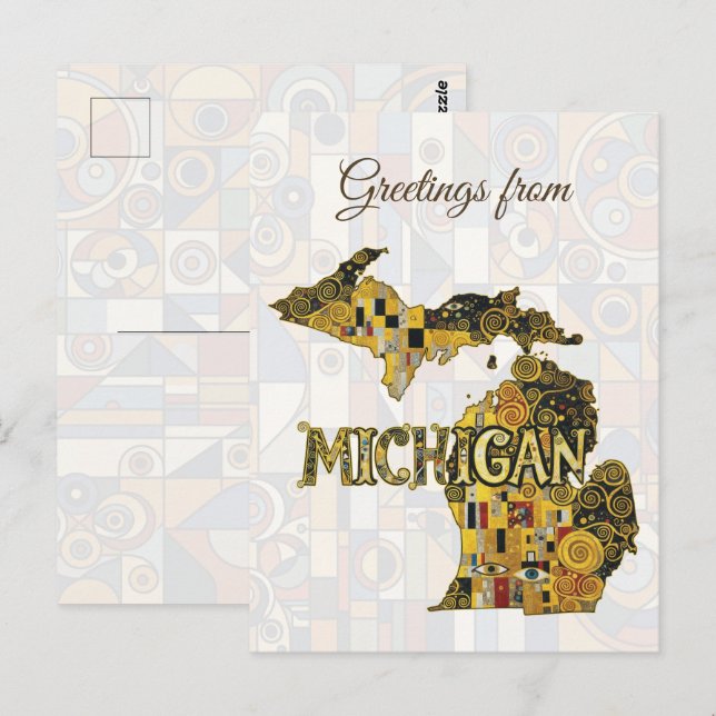 Cartão Postal Saudações de Michigan (Frente/Verso)