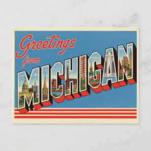 Cartão Postal Saudações de Michigan