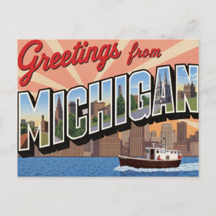 Cartão Postal Saudações de Michigan Grandes