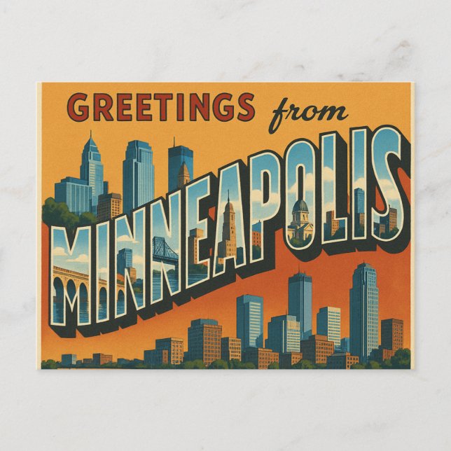 Cartão Postal Saudações de Minneapolis (Frente)