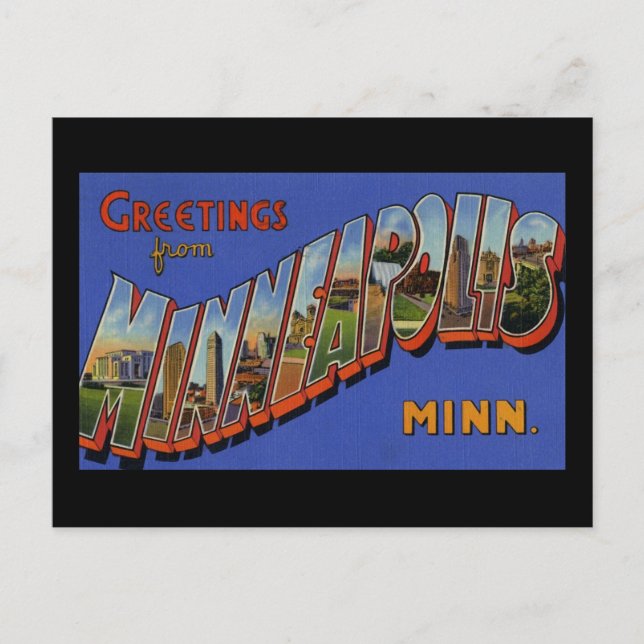 Cartão Postal Saudações de Minneapolis Minnesota (Frente)