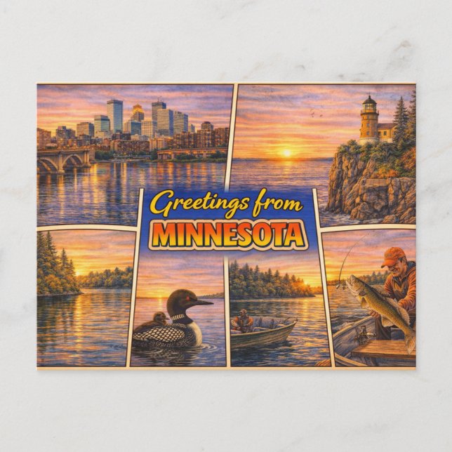 Cartão Postal Saudações de Minnesota (Frente)