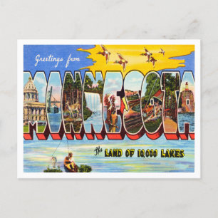 Cartão Postal Saudações de Minnesota Viagens Antigas