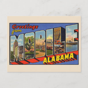Cartão Postal Saudações de Mobile Alabama Carta Postal