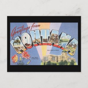 Cartão Postal Saudações de Montana_Viagens vintage Poster