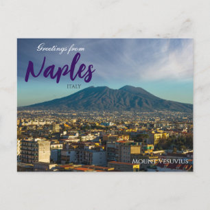 Cartão Postal Saudações de Nápoles Itália Monte Vesúvio