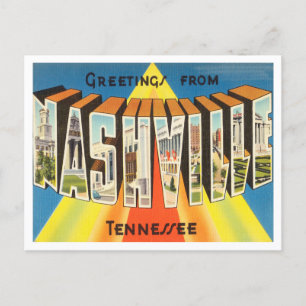Cartão Postal Saudações de Nashville, Viagens vintage do Tenness