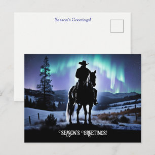 Cartão Postal Saudações de Natal Country Western Cowboy