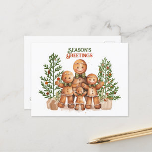 Cartão Postal Saudações de Natal da família Gingerbird