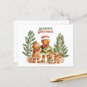 Cartão Postal Saudações de Natal da família Gingerbird