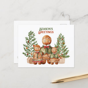 Cartão Postal Saudações de Natal da família Gingerbird