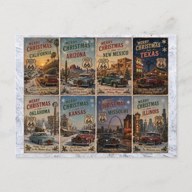 Cartão Postal Saudações de Natal da Rota 66 (Frente)