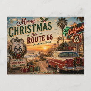 Cartão Postal Saudações de Natal da Rota 66 da Califórnia
